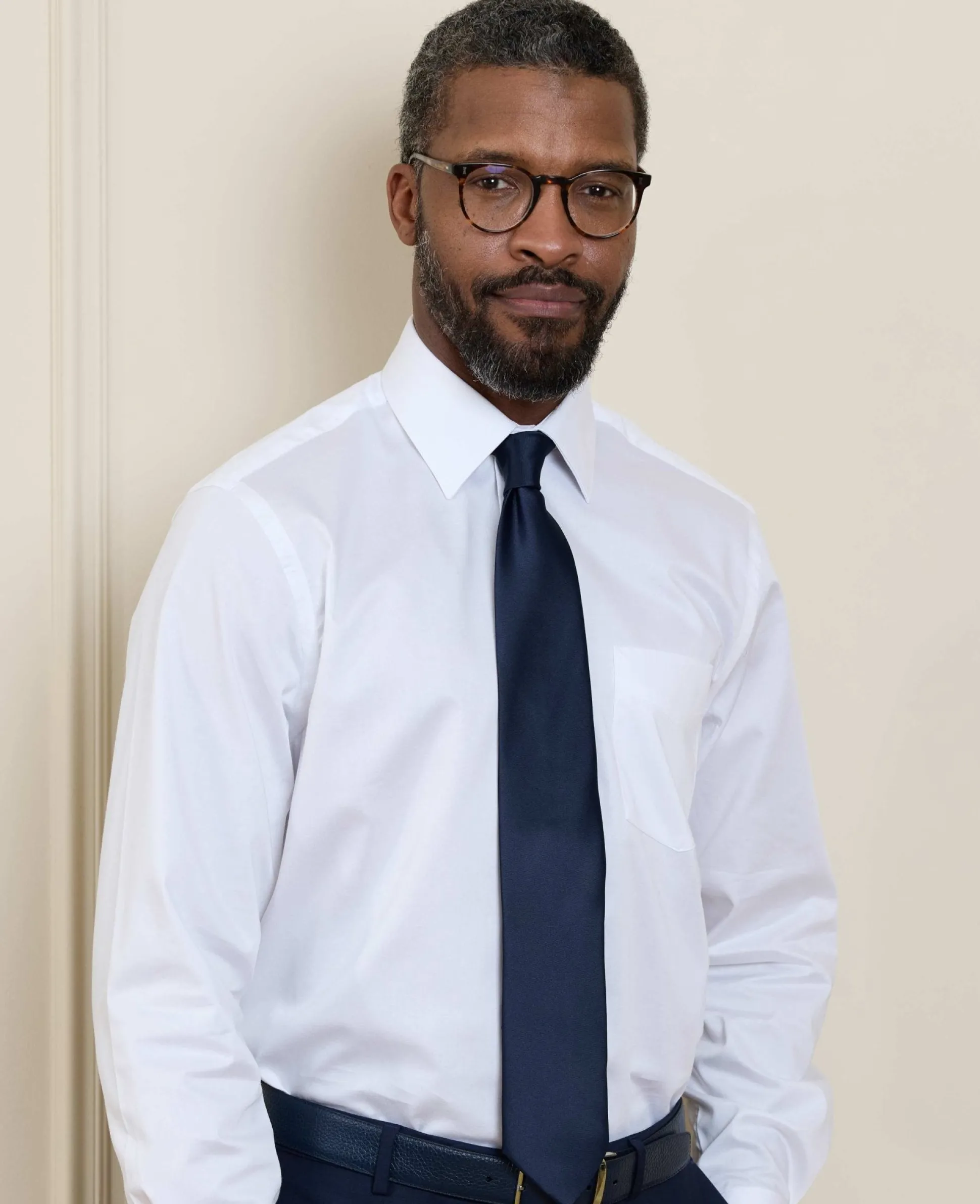 Navy Fine Twill Silk Tie