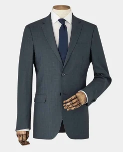 Navy Herringbone Wool-Blend Suit