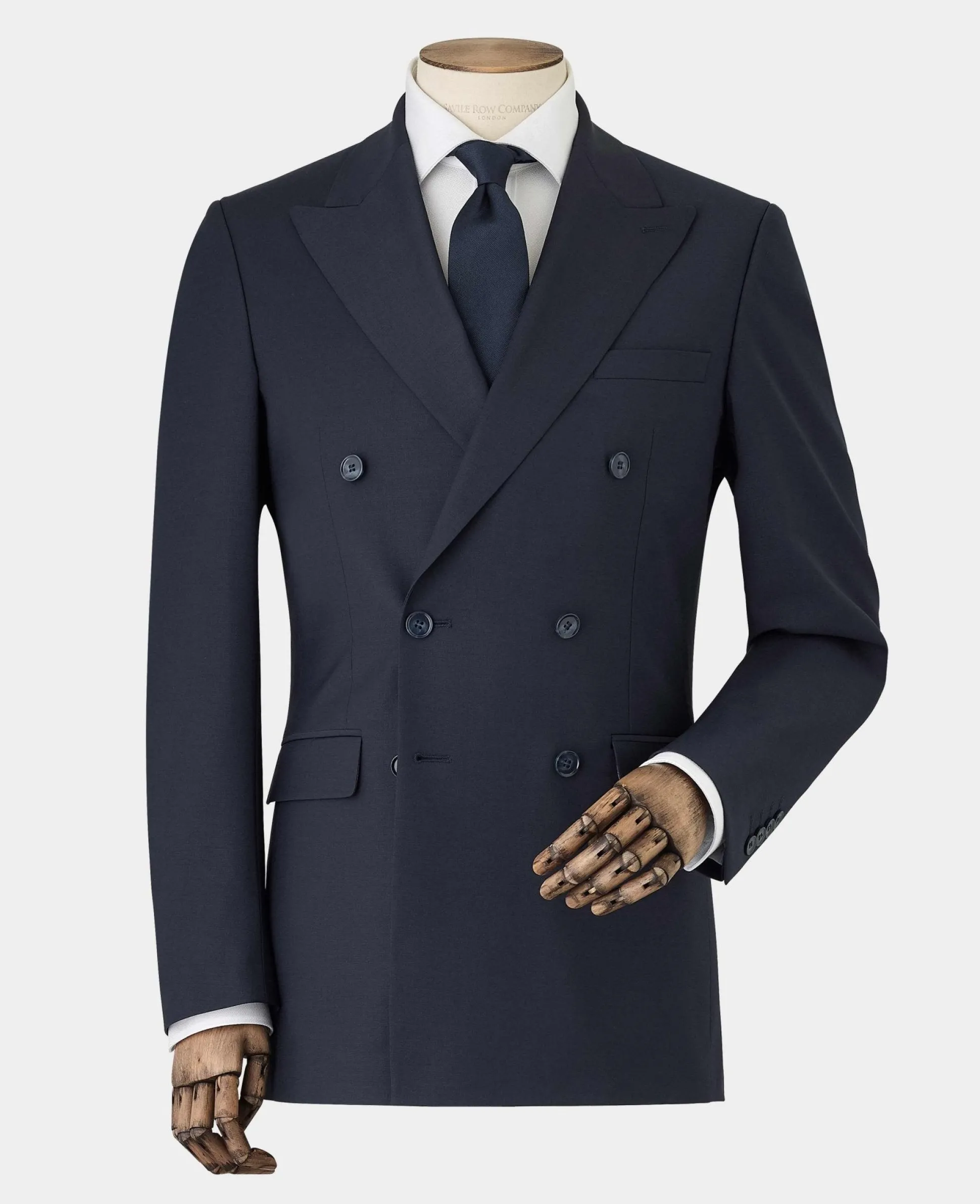 Navy Wool-Blend Double-Breasted Suit