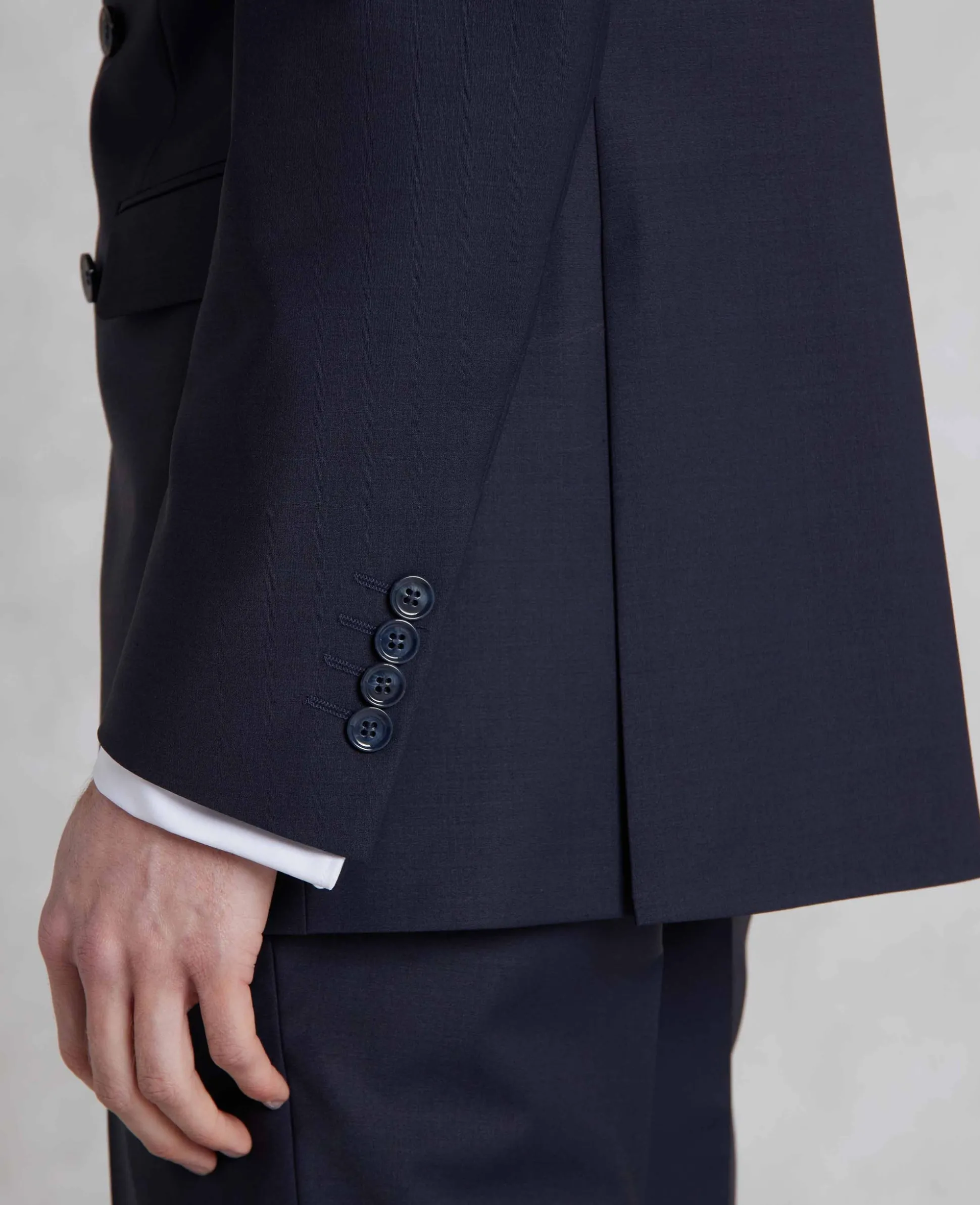Navy Wool-Blend Double-Breasted Suit