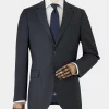 Navy Wool-Blend Prince of Wales Check Suit Jacket