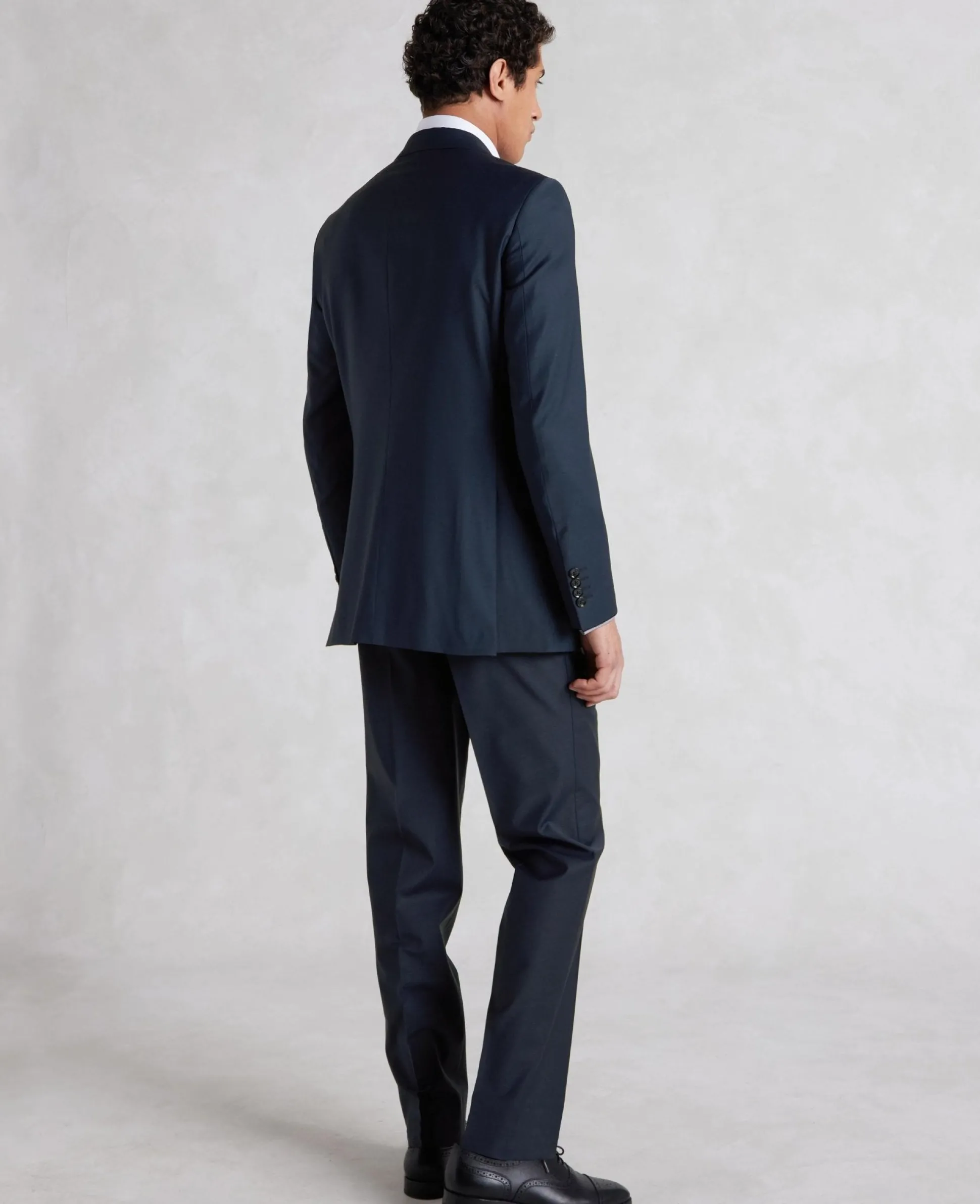 Navy Wool-Blend Tailored Suit