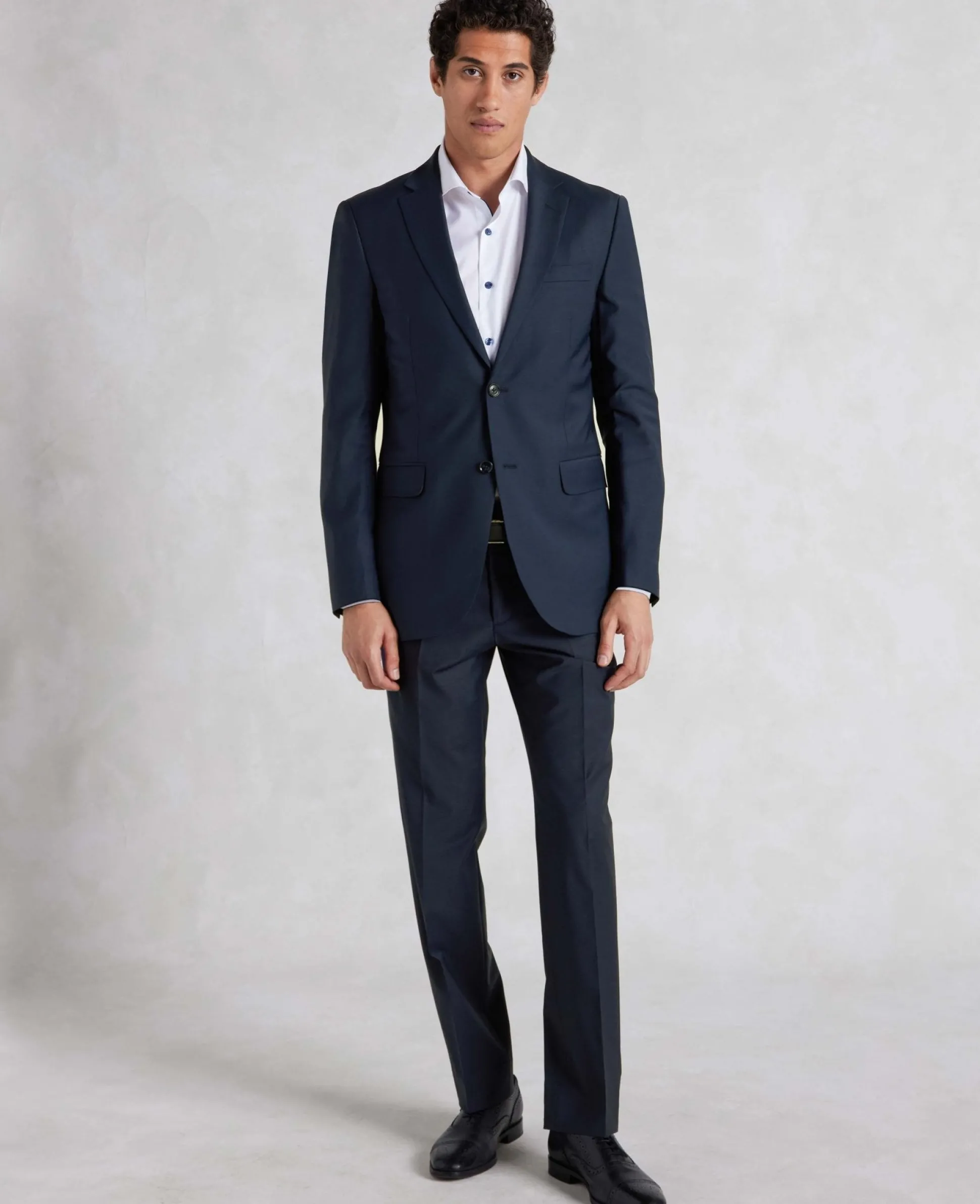 Navy Wool-Blend Tailored Suit