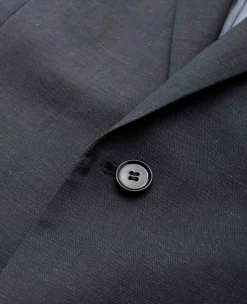 Navy Wool Linen Blend Suit Jacket