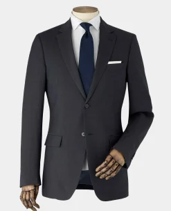 Navy Wool Linen Blend Suit Jacket