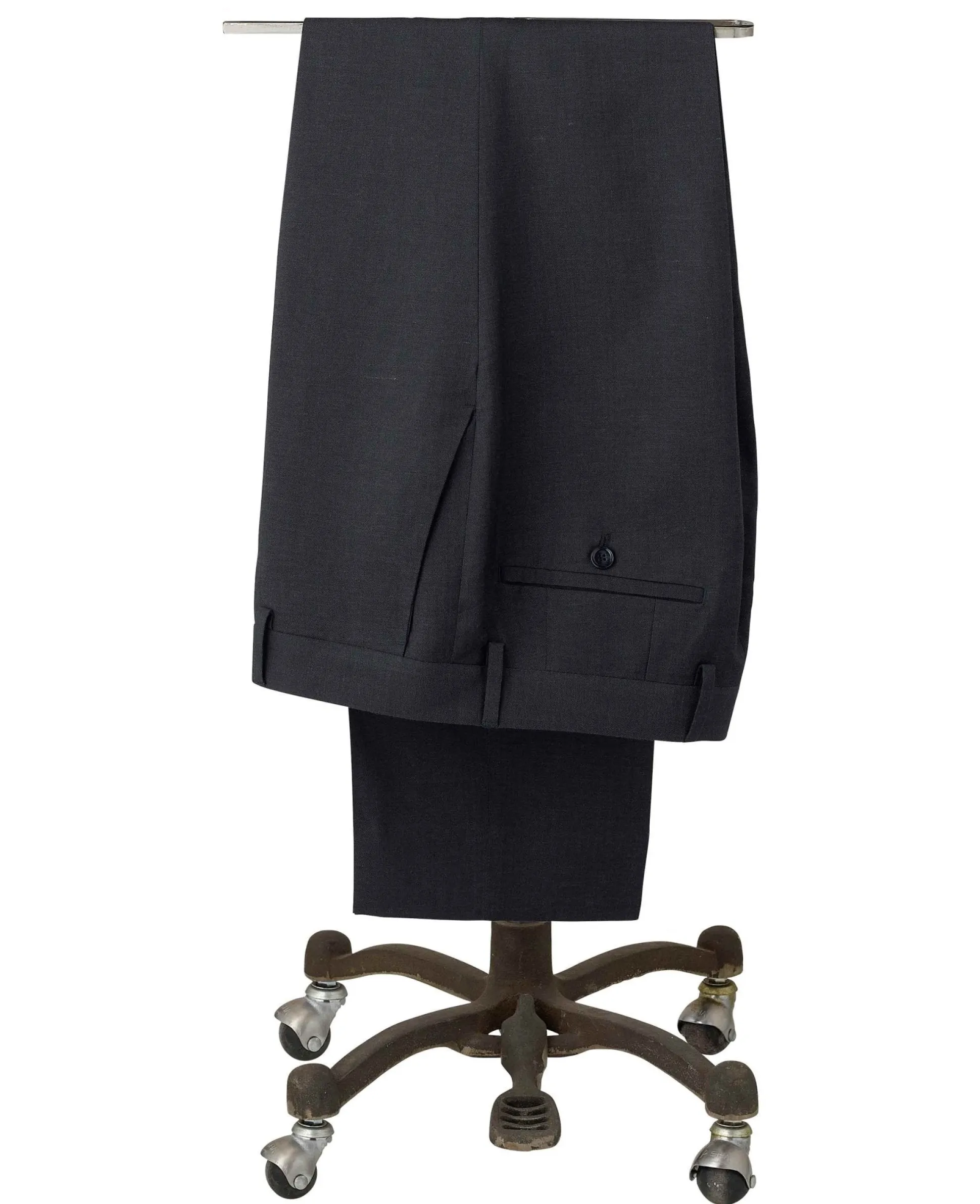 Navy Wool Linen Blend Suit Trousers