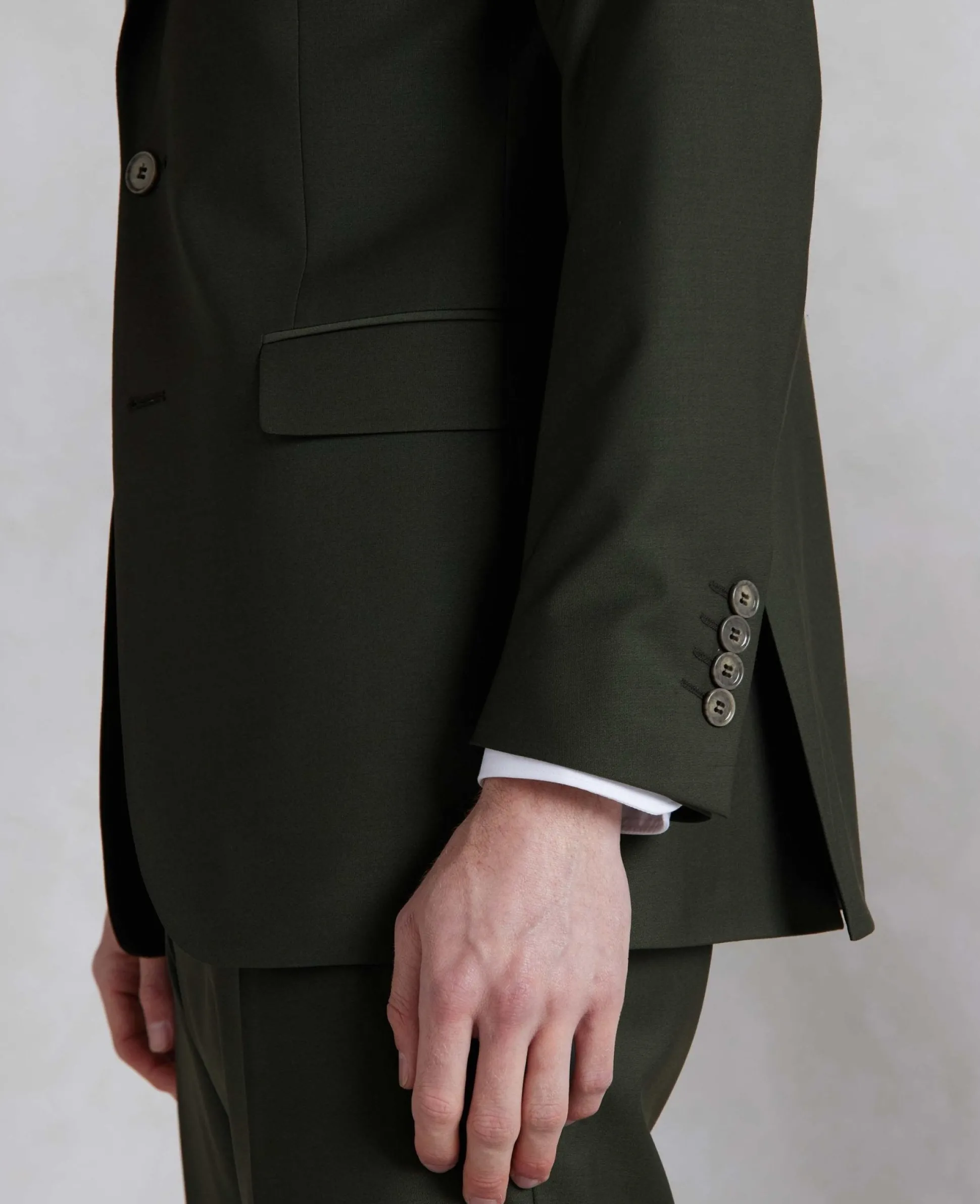 Olive Green Wool-Blend Suit