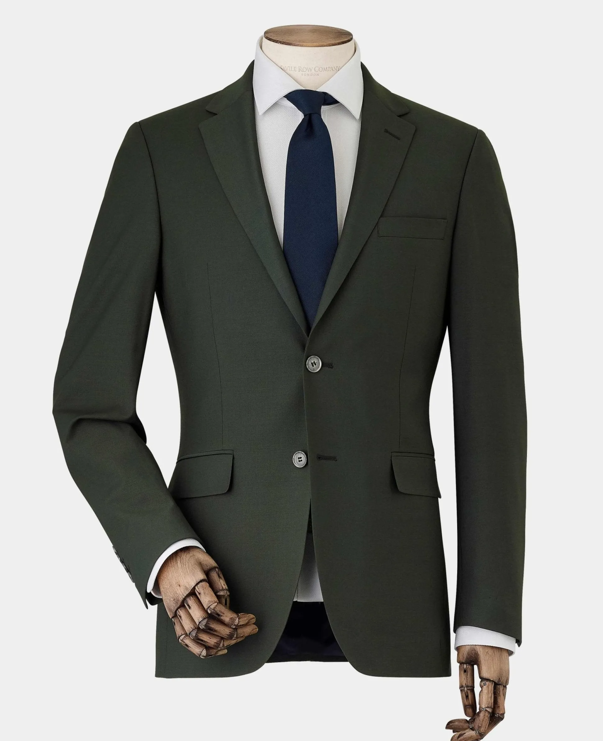 Olive Green Wool-Blend Suit Jacket