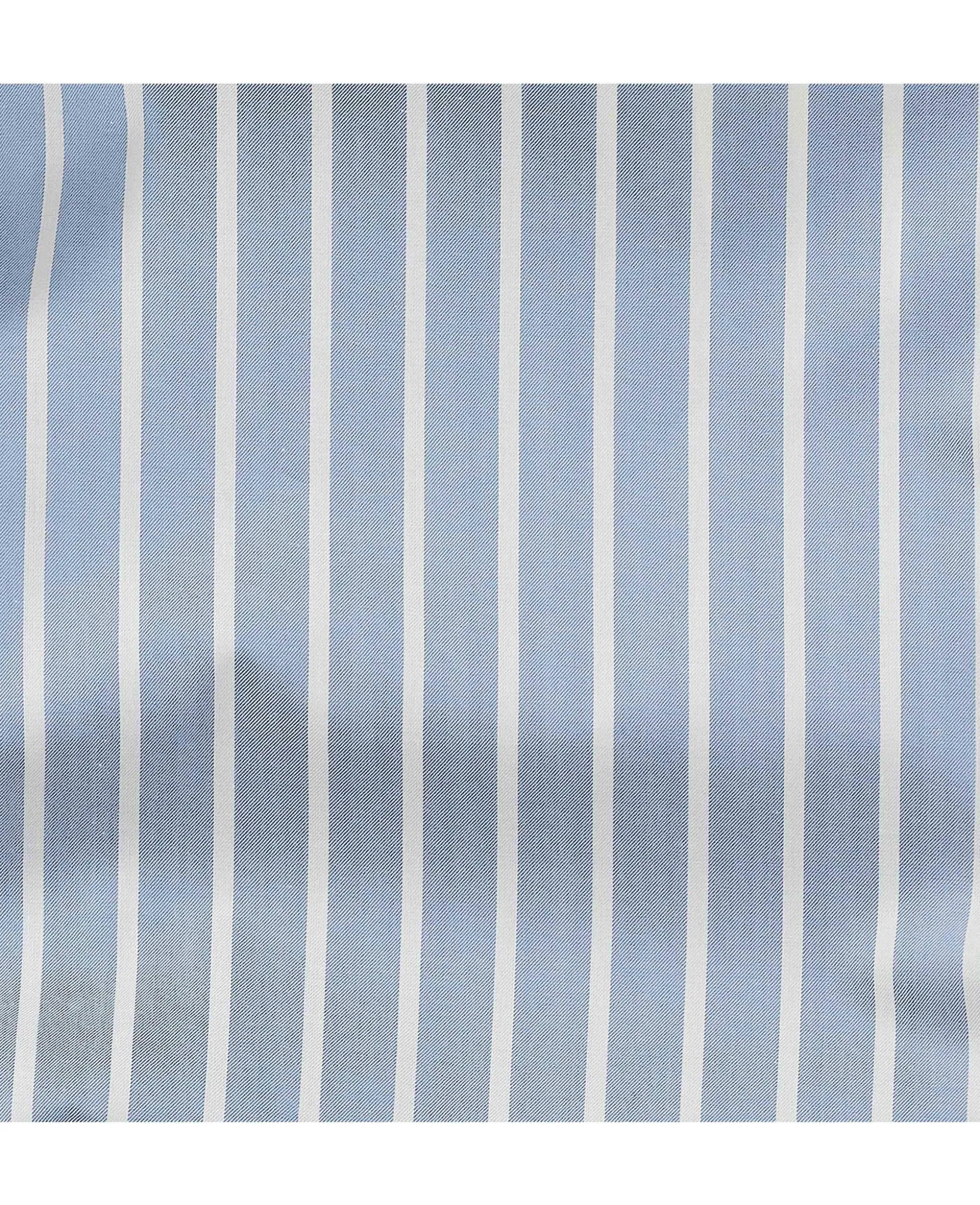 Pale Blue Cotton Twill Wide Stripe Lounge Shorts