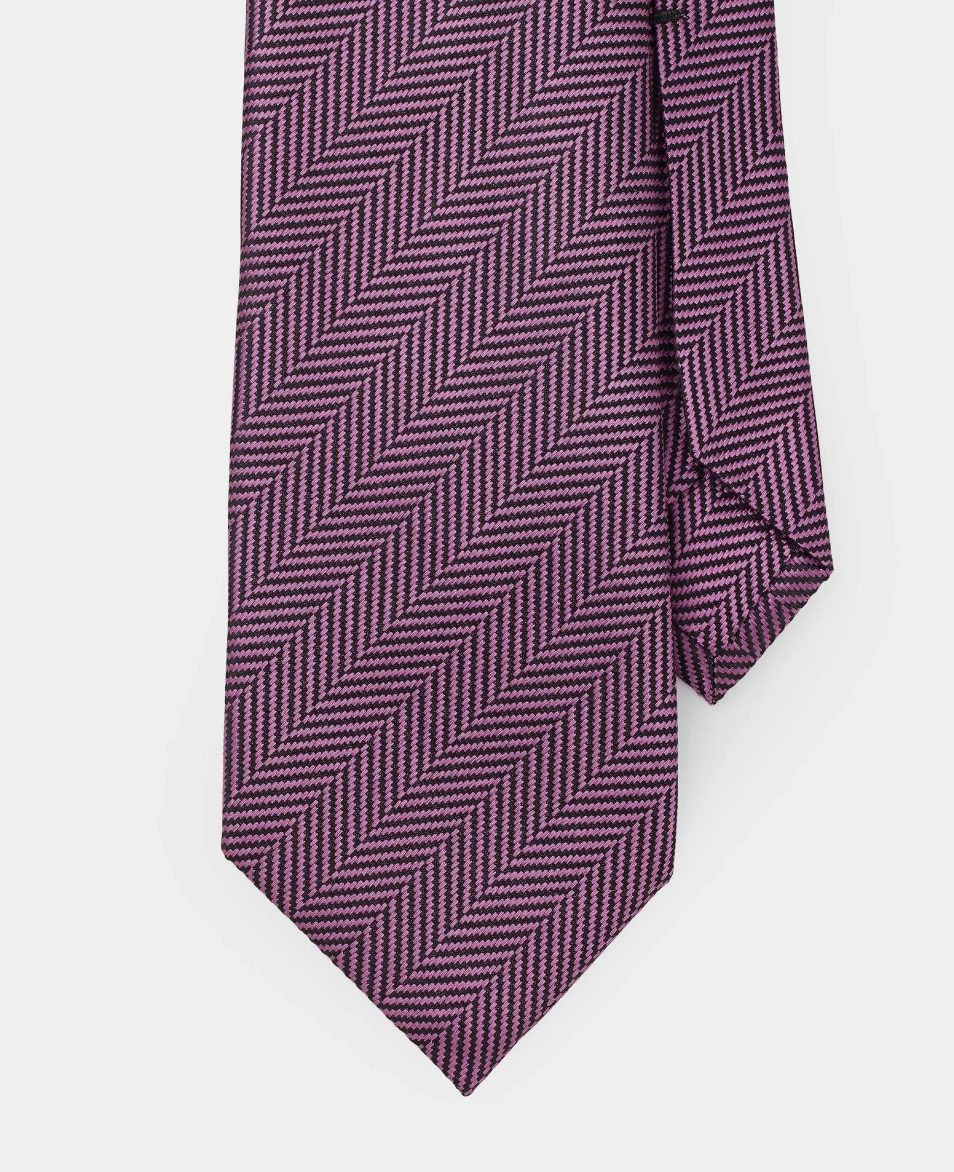 Purple Herringbone Seven Fold Silk Tie