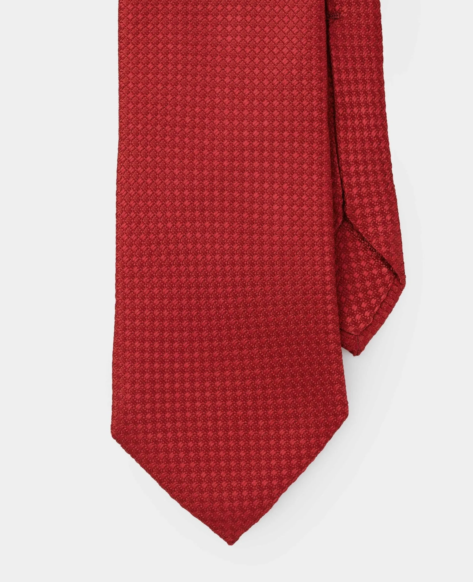 Red Textured Seven Fold Silk Tie