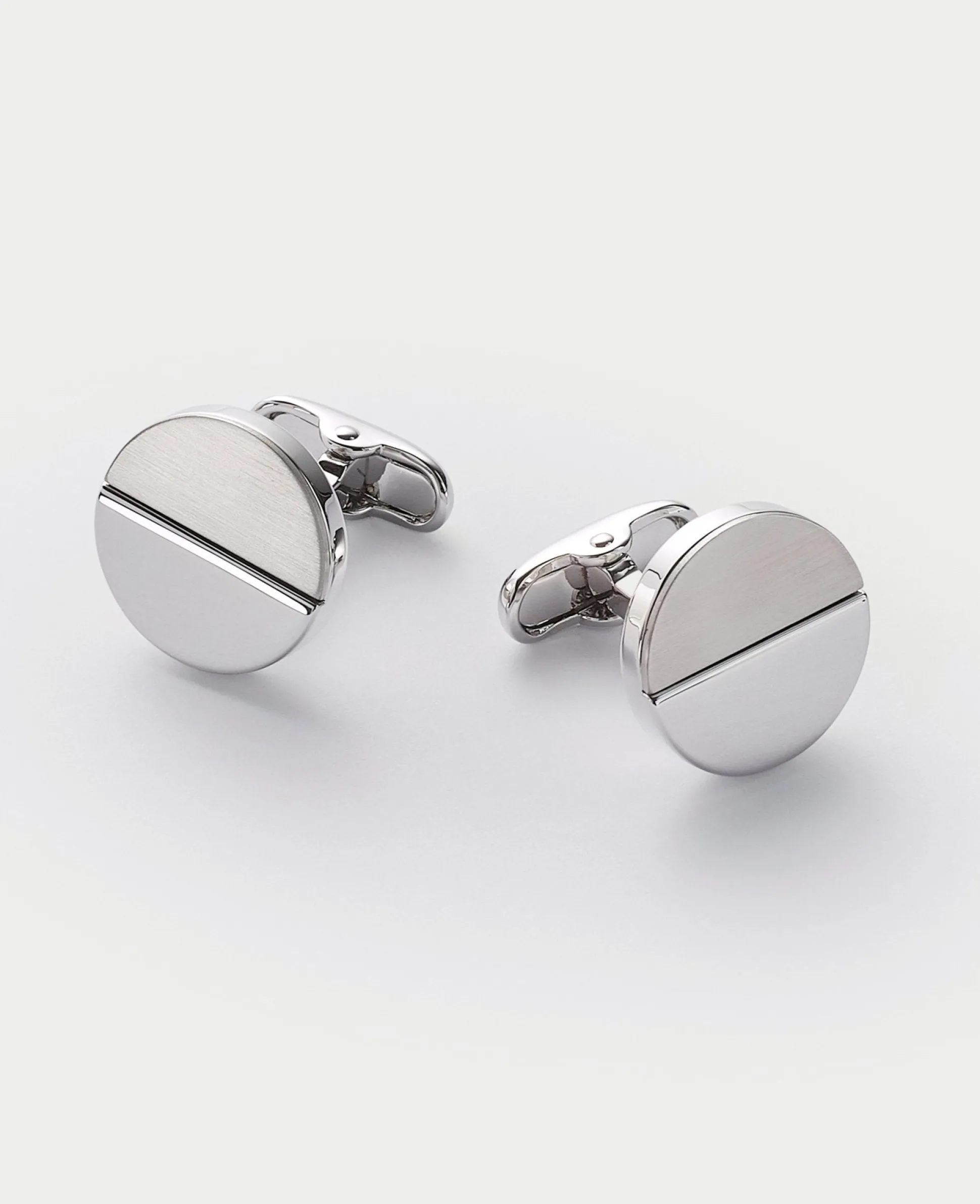 Silver Rhodium Plated Circle Cufflinks