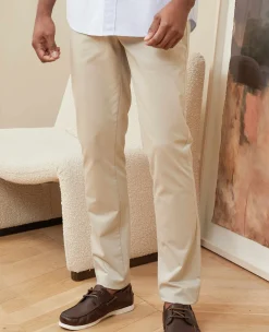 Stone Stretch Cotton Classic Fit Flat Front Chinos