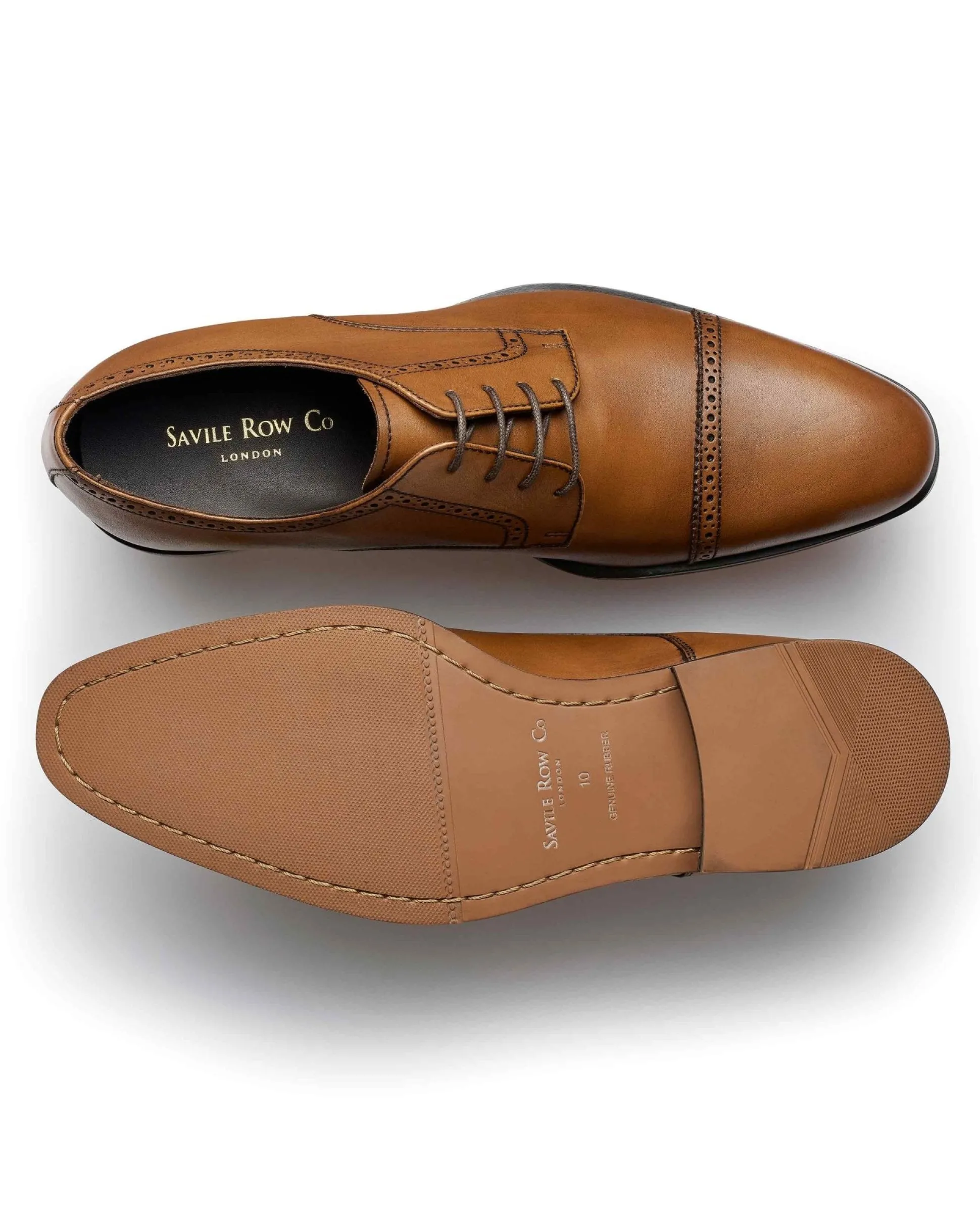 Tan Leather Capped Derby Shoes
