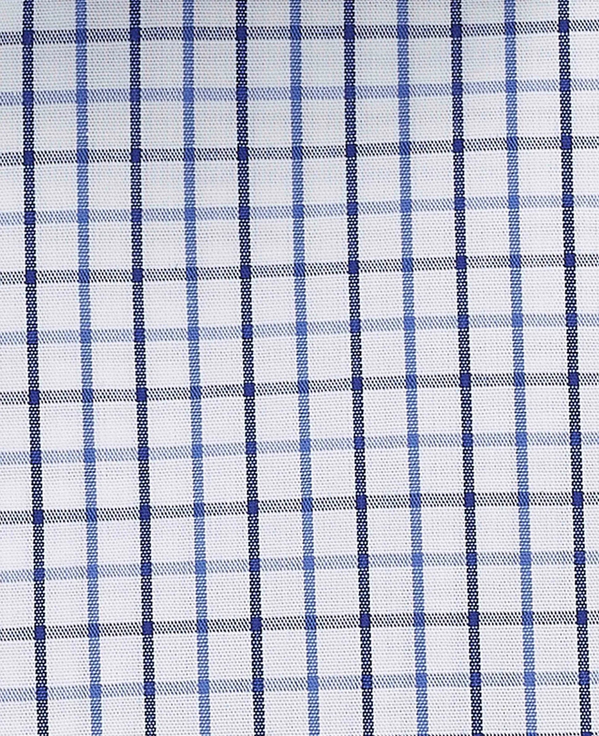 White Blue Cotton Poplin Slim Fit Check Formal Shirt - Single Cuff