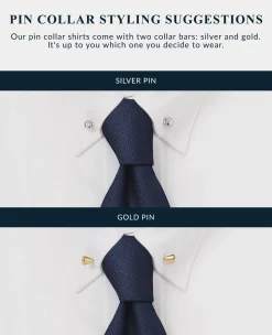 White Classic Fit Pin Collar Shirt - Double Cuff