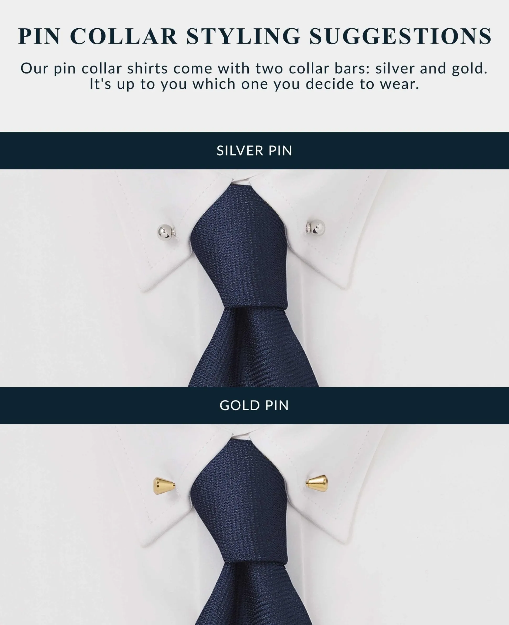 White Classic Fit Pin Collar Shirt - Double Cuff