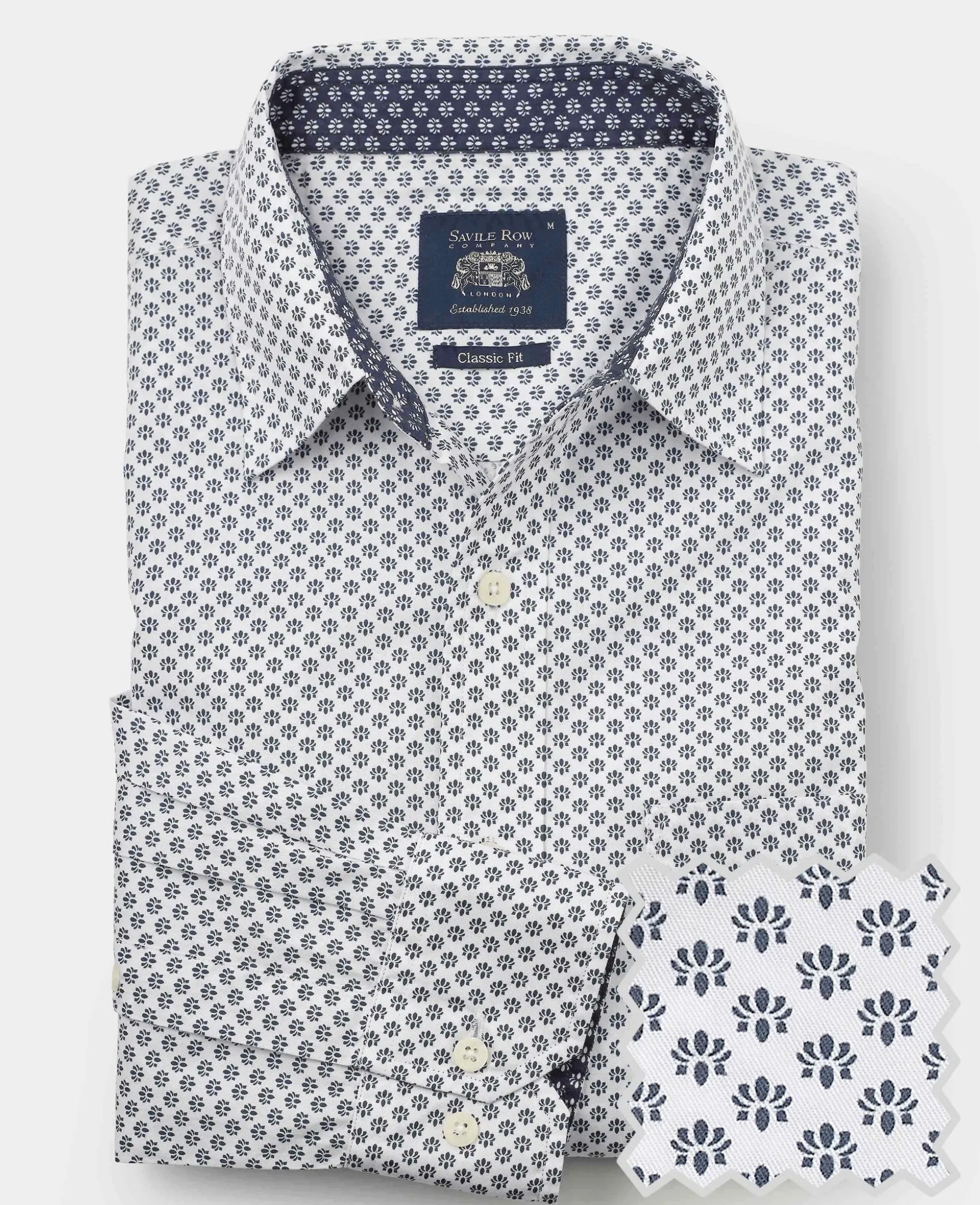 White Cotton Classic Fit Printed Casual Shirt