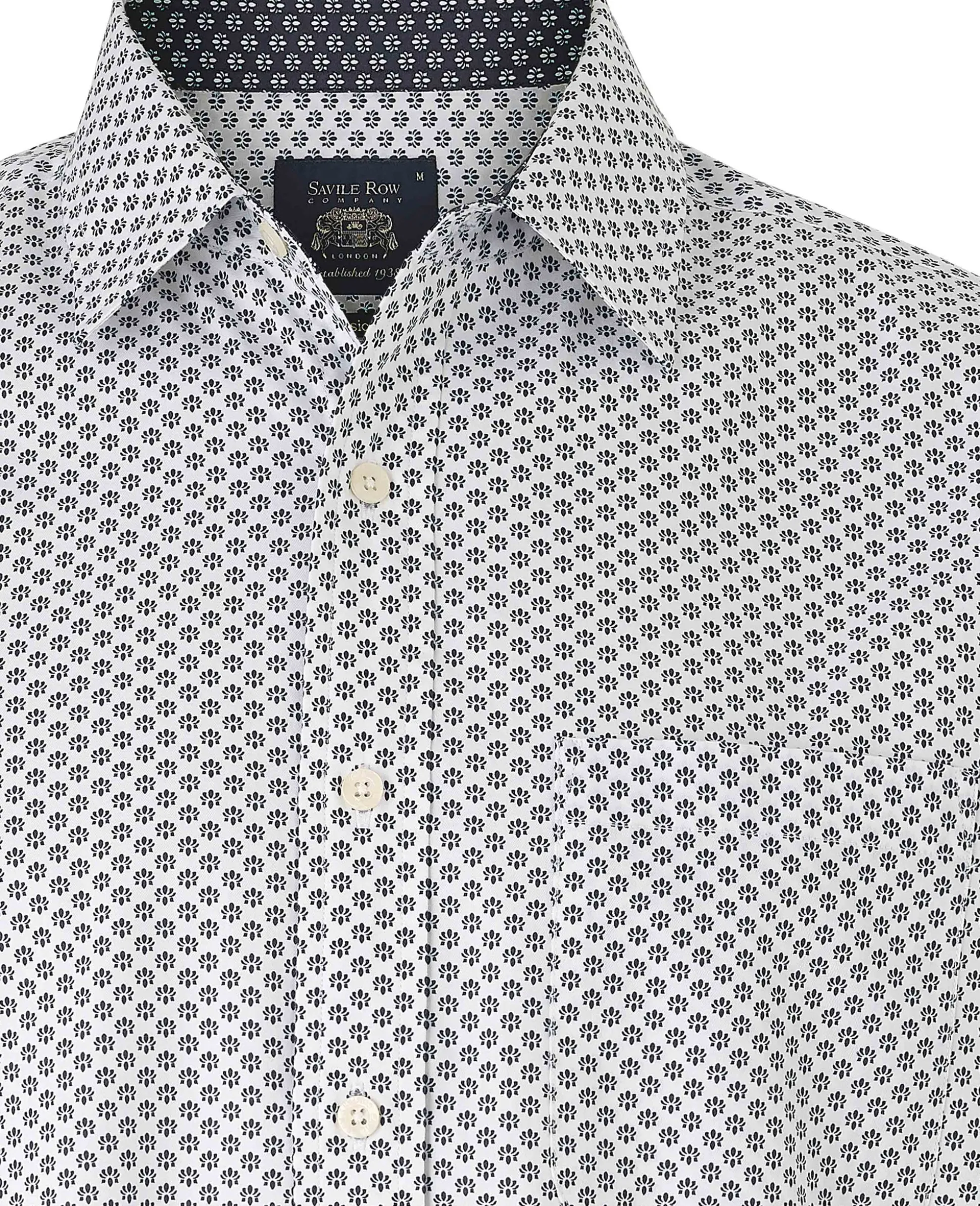 White Cotton Classic Fit Printed Casual Shirt