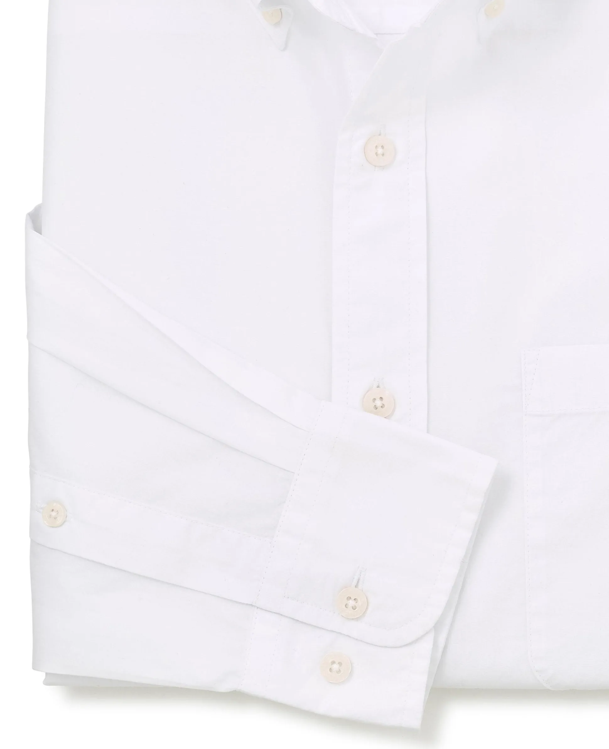 White Cotton Poplin Classic Fit Button-Down Smart Casual Shirt