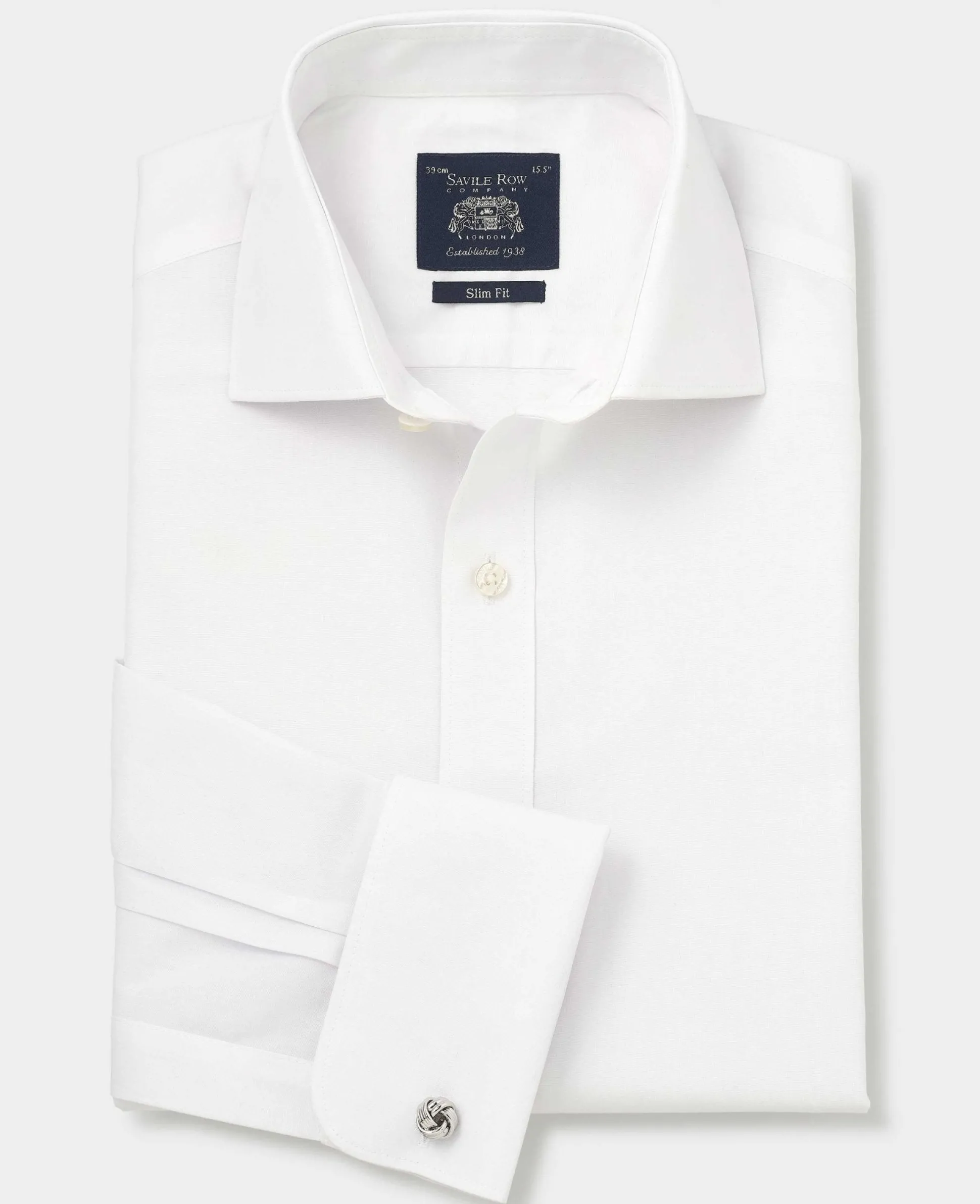 White Cotton Poplin Slim Fit Non-Iron Shirt - Single or Double Cuff
