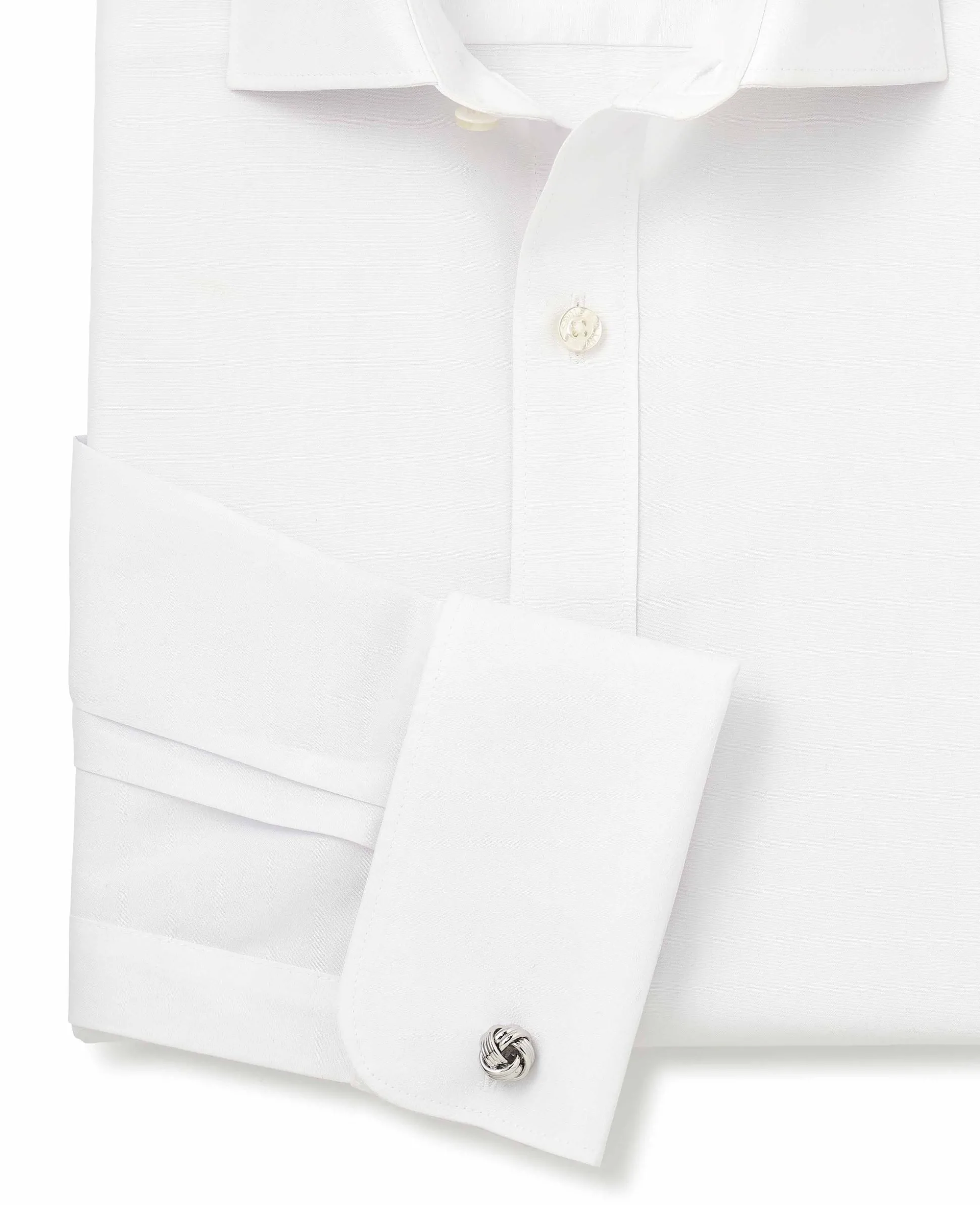 White Cotton Poplin Slim Fit Non-Iron Shirt - Single or Double Cuff