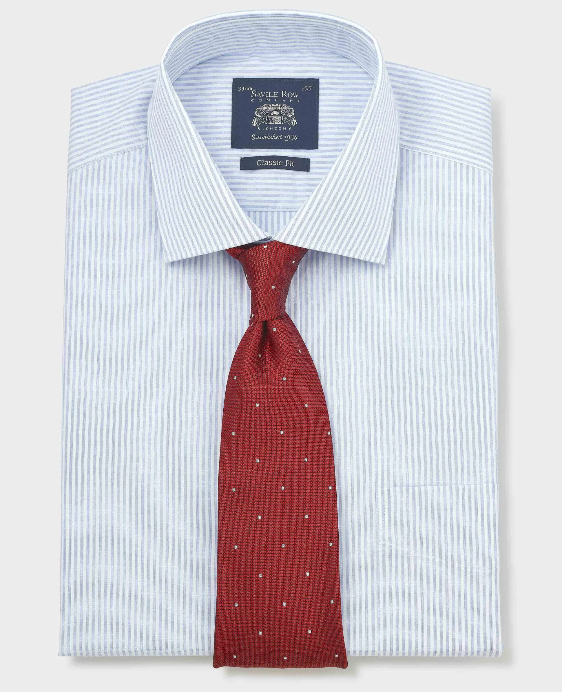 White Light Blue Cotton Poplin Classic Fit Stripe Formal Shirt - Single Cuff