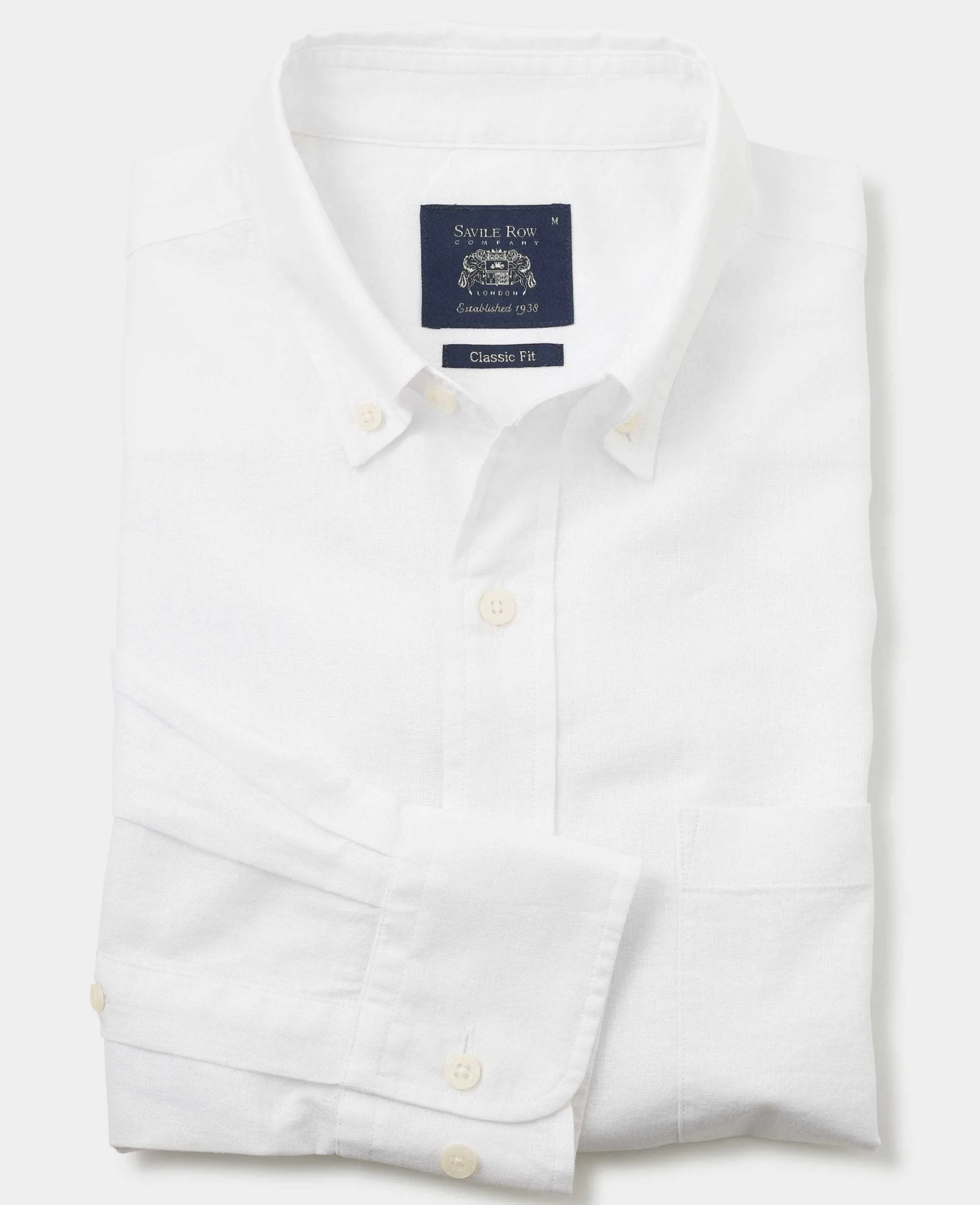 White Linen-Blend Classic Fit Casual Shirt
