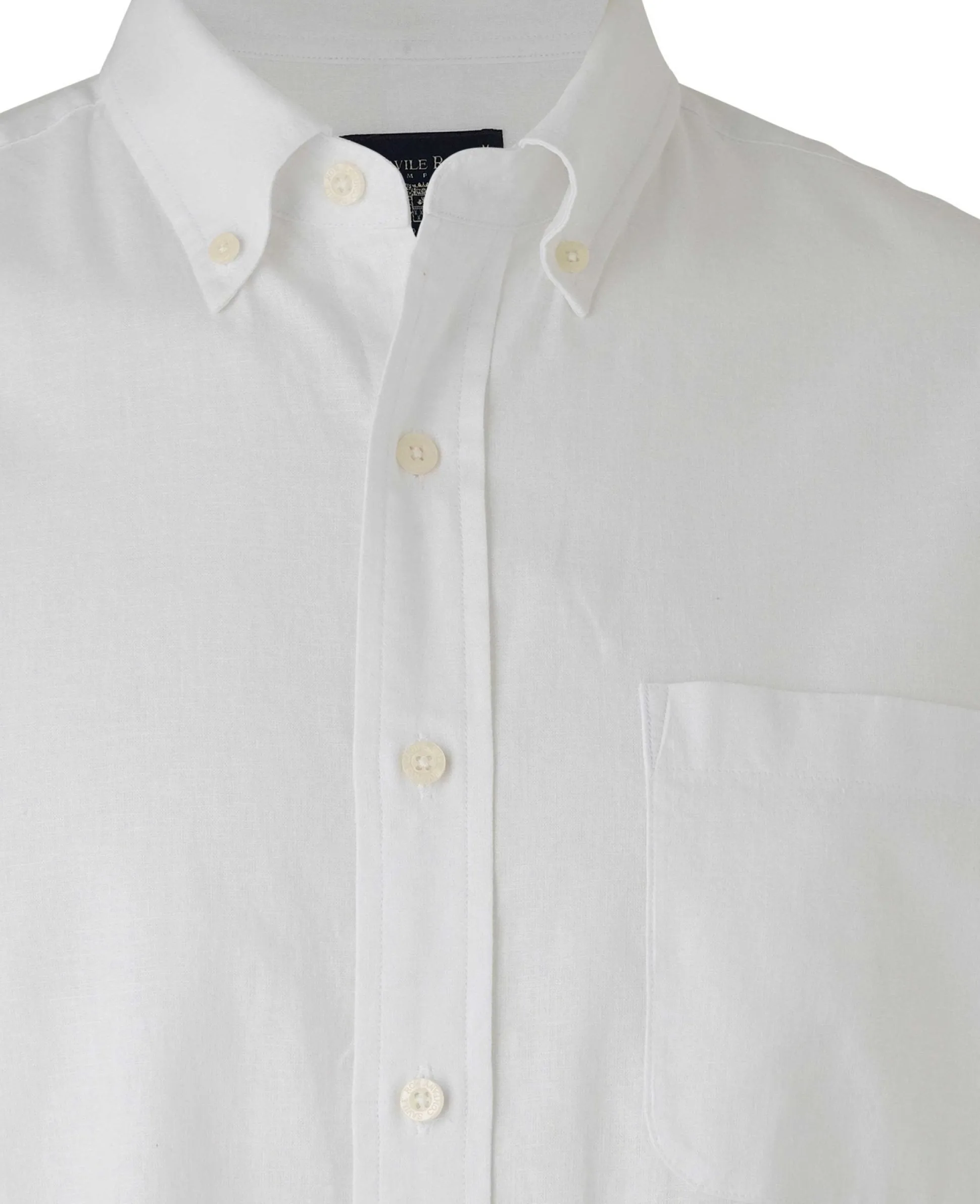 White Linen-Blend Classic Fit Casual Shirt
