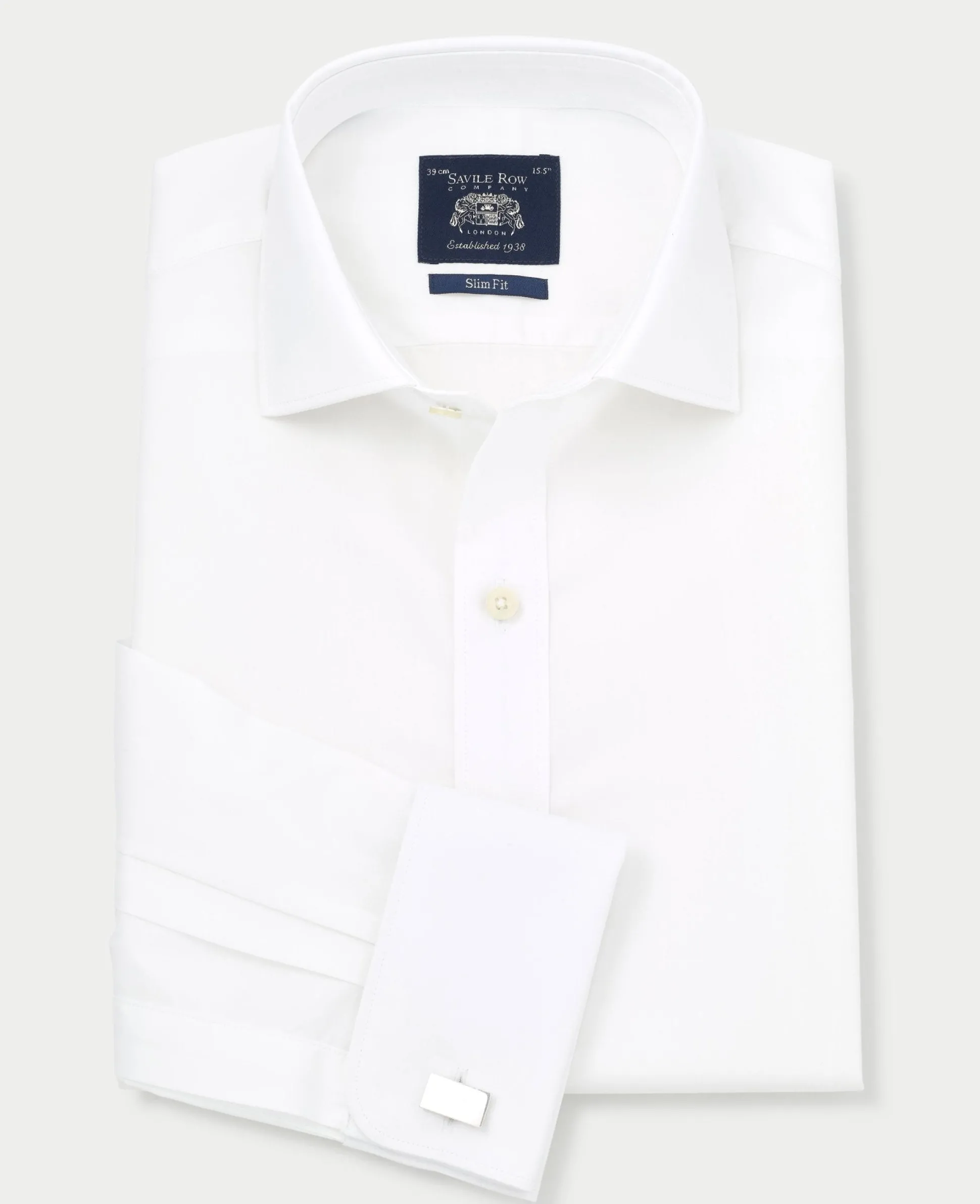 White Slim Fit Cotton Poplin Formal Shirt - Single or Double Cuff