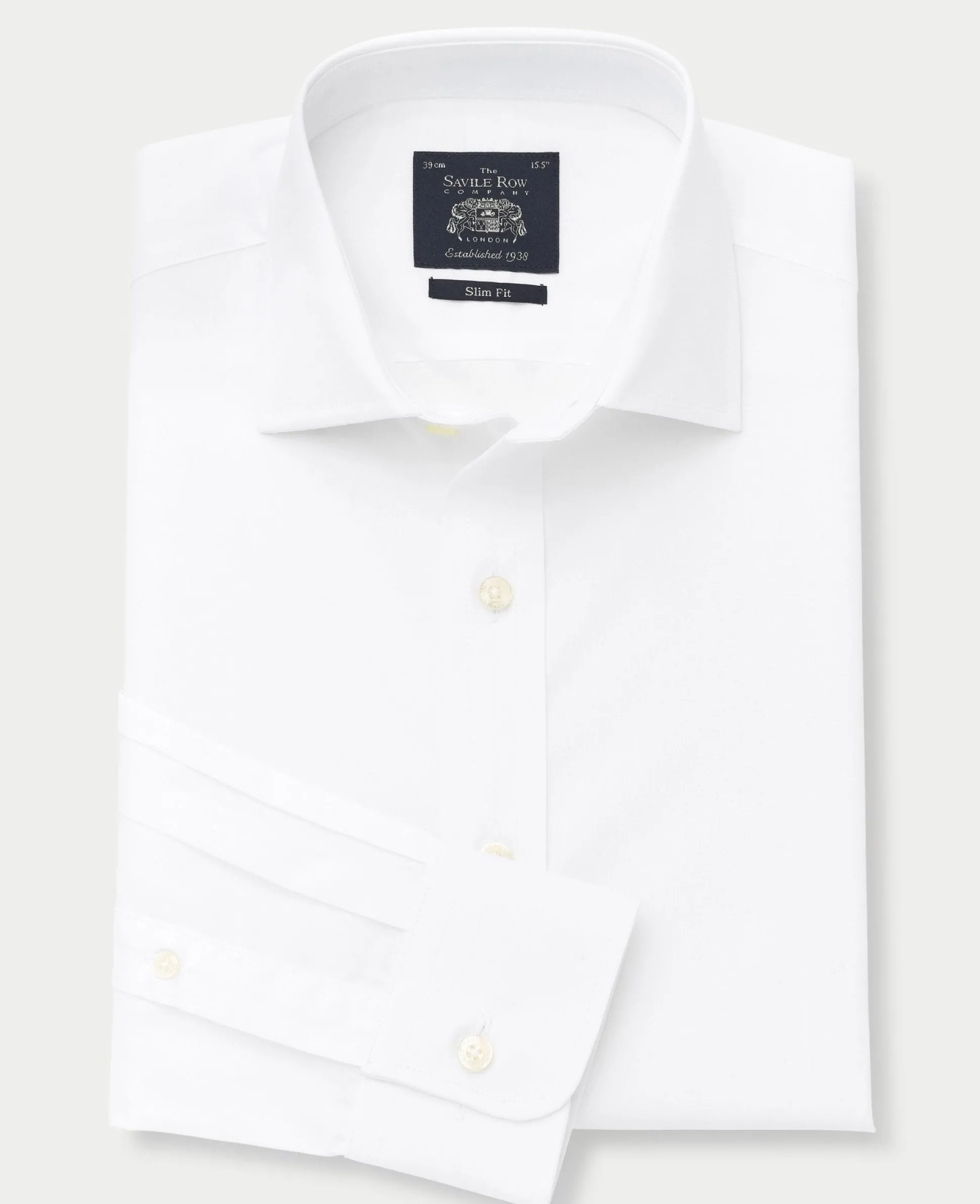White Slim Fit Cotton Poplin Formal Shirt - Single or Double Cuff