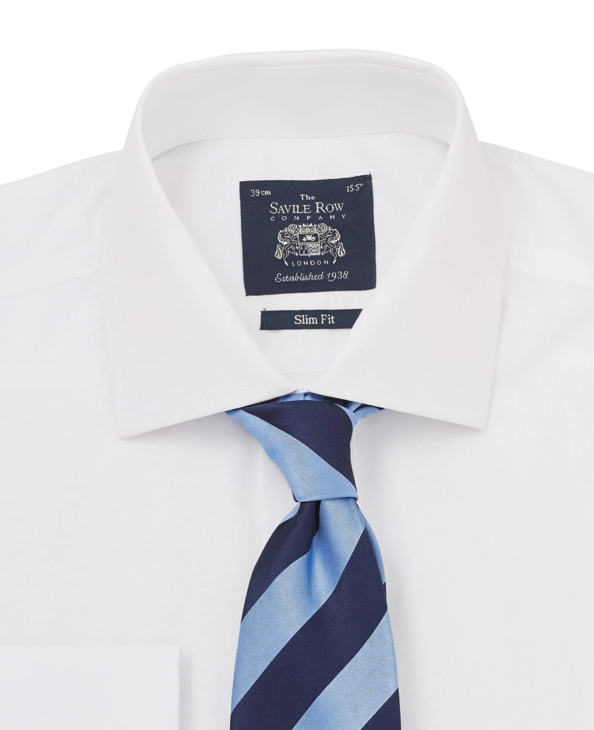 White Slim Fit Cotton Poplin Formal Shirt - Single or Double Cuff