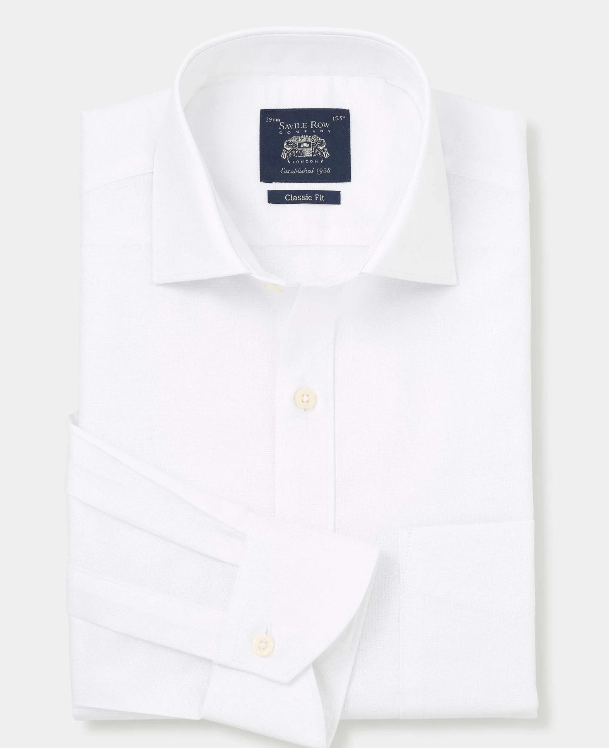 White Textured Cotton Classic Fit Formal Shirt - Single Cuff