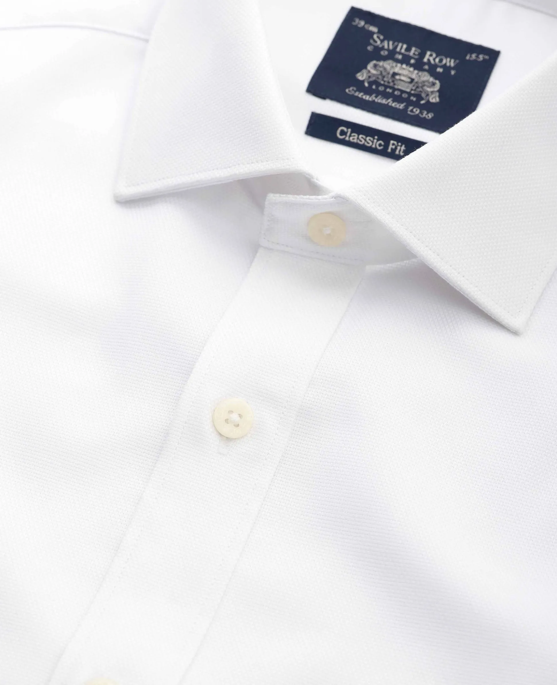 White Textured Cotton Classic Fit Formal Shirt - Single Cuff