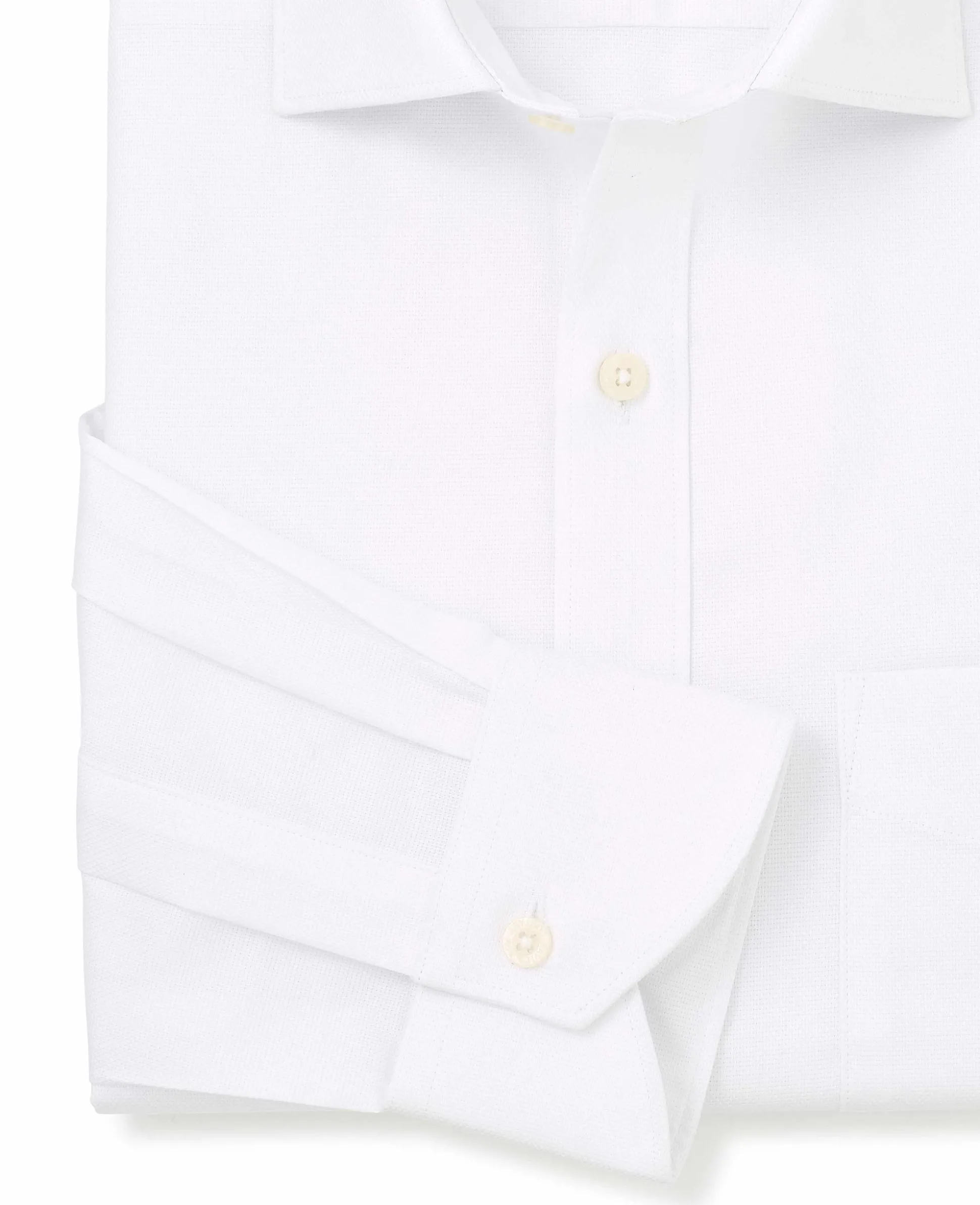 White Textured Cotton Classic Fit Formal Shirt - Single Cuff