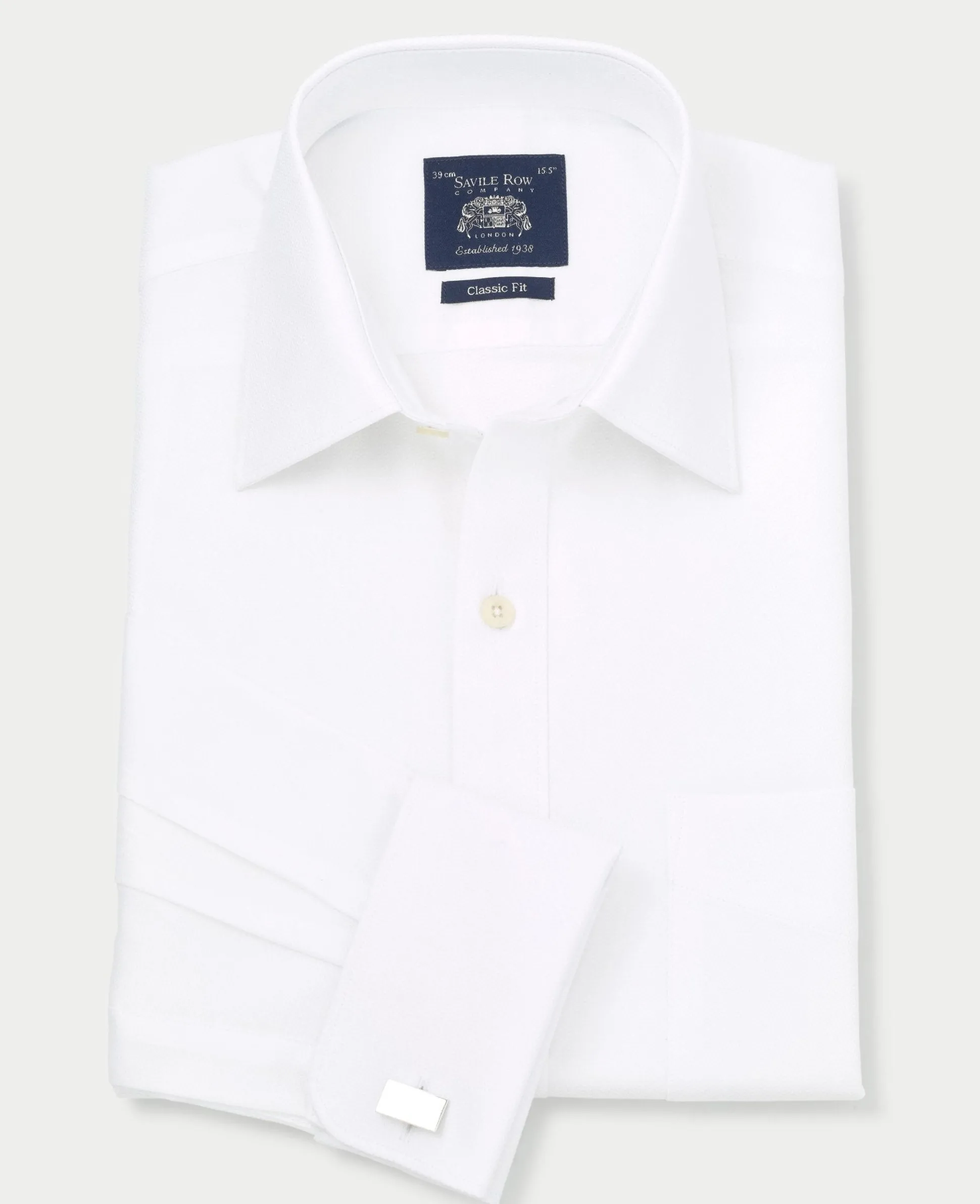 White Textured Windsor Collar Classic Fit Shirt - Single or Double Cuff