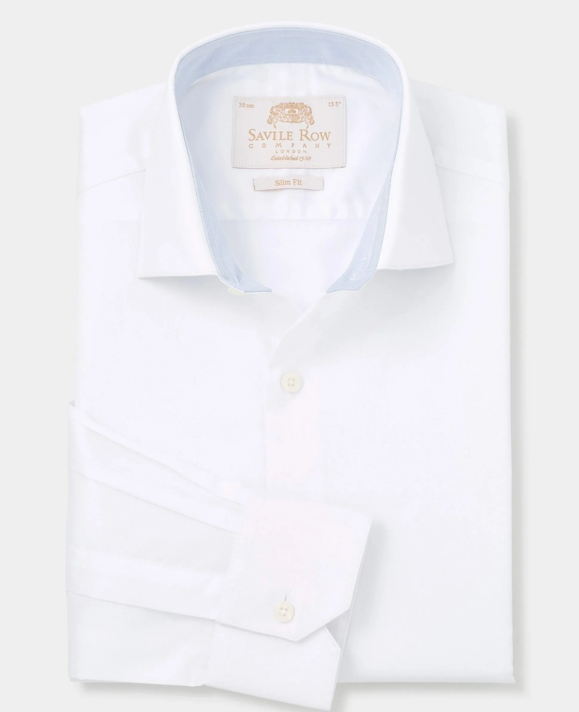 White Two-Ply Cotton Slim Fit Gold Label Formal Shirt - Single Cuff